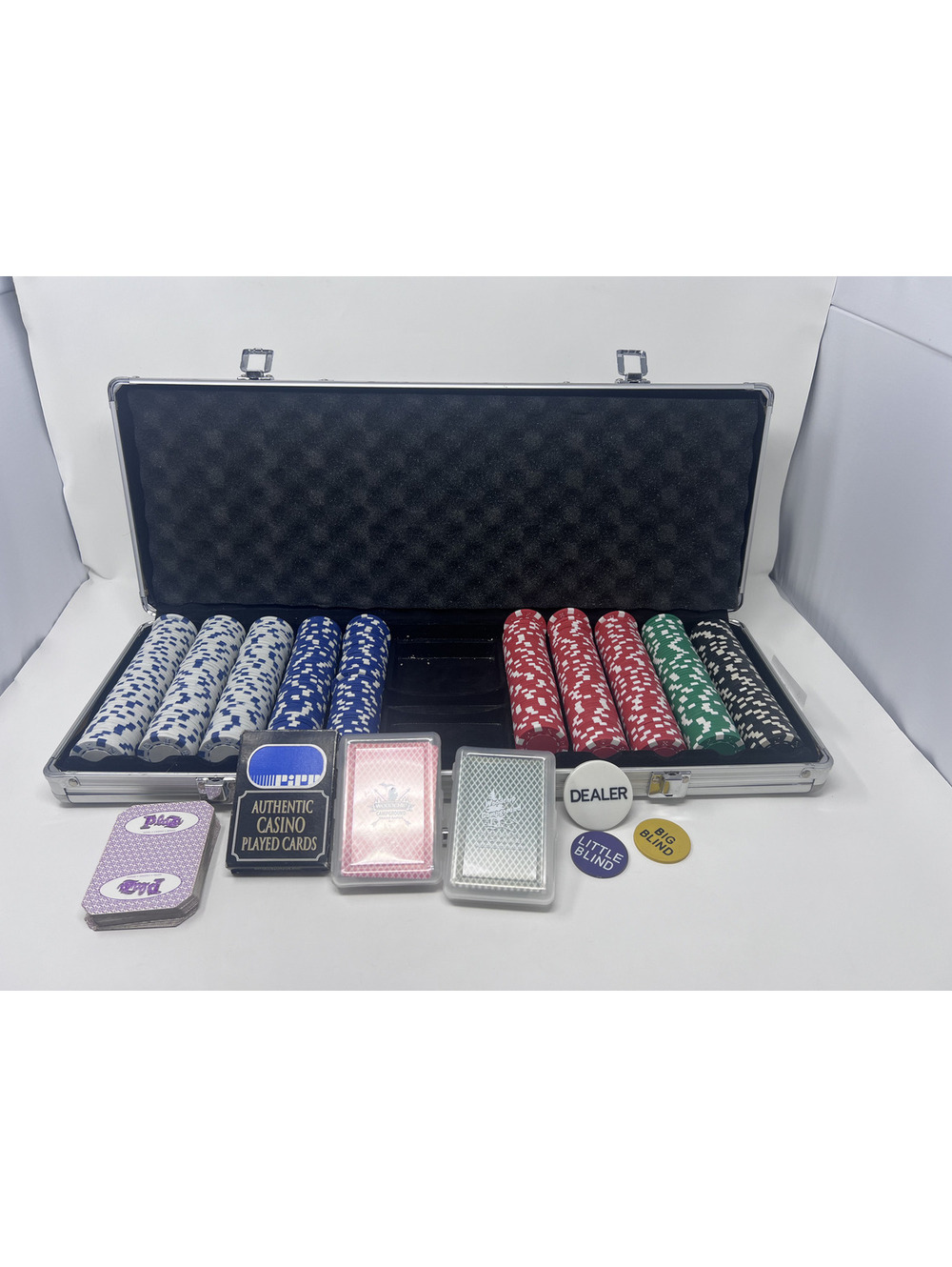 Poker Chip Set with Aluminum Carrying Case and Playing Cards